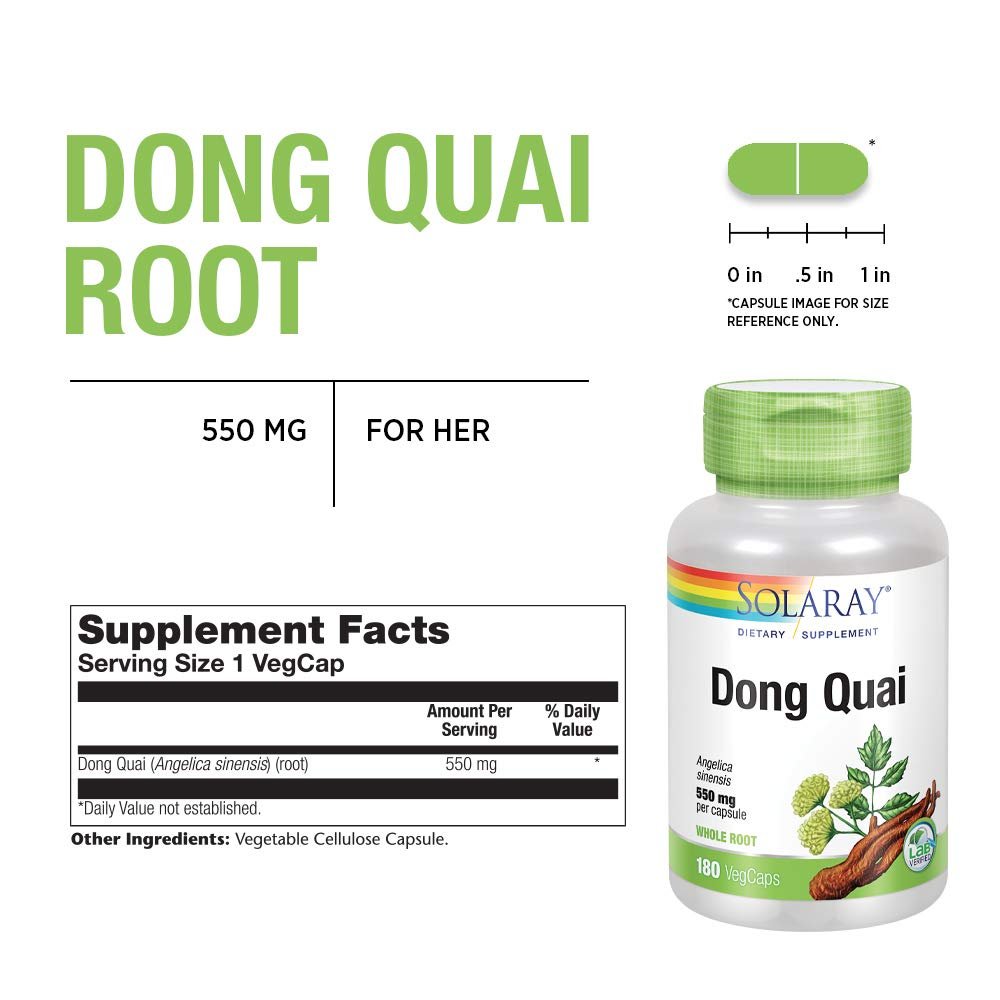 Solaray Dong Quai Root 550mg - 180 Vegan Capsules   01236