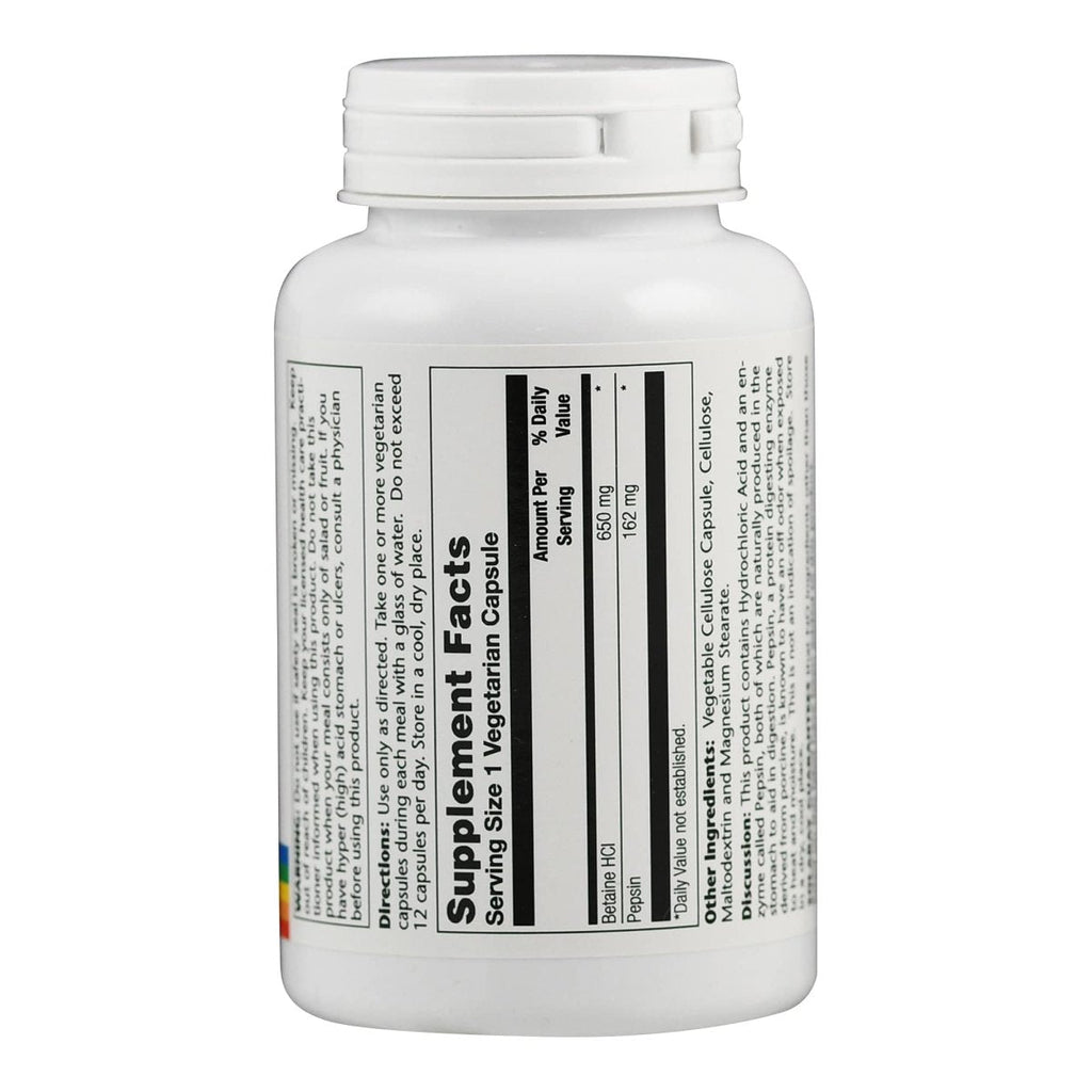 Solaray High Potency HCL + Pepsin 650 mg VCapsules, 100 Count  04814