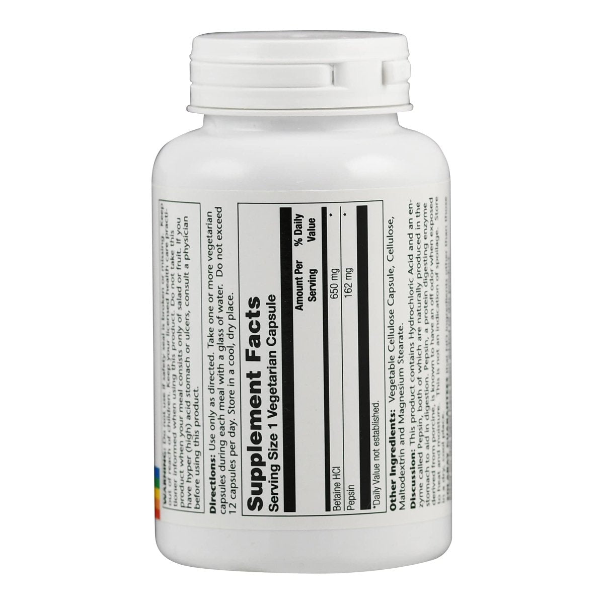 Solaray High Potency HCL + Pepsin 650 mg VCapsules, 100 Count  04814