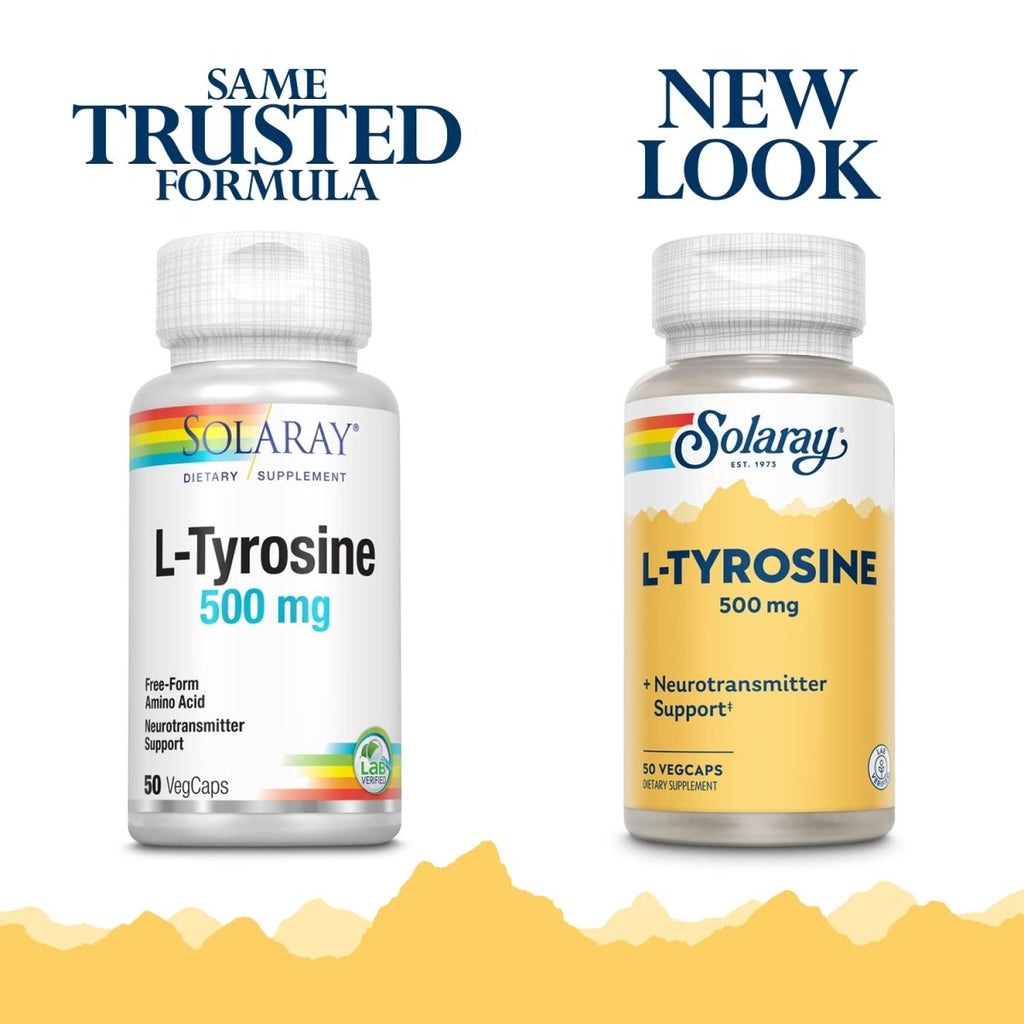 SOLARAY L-Tyrosine Veg Capsules - 500mg, 50 Count
