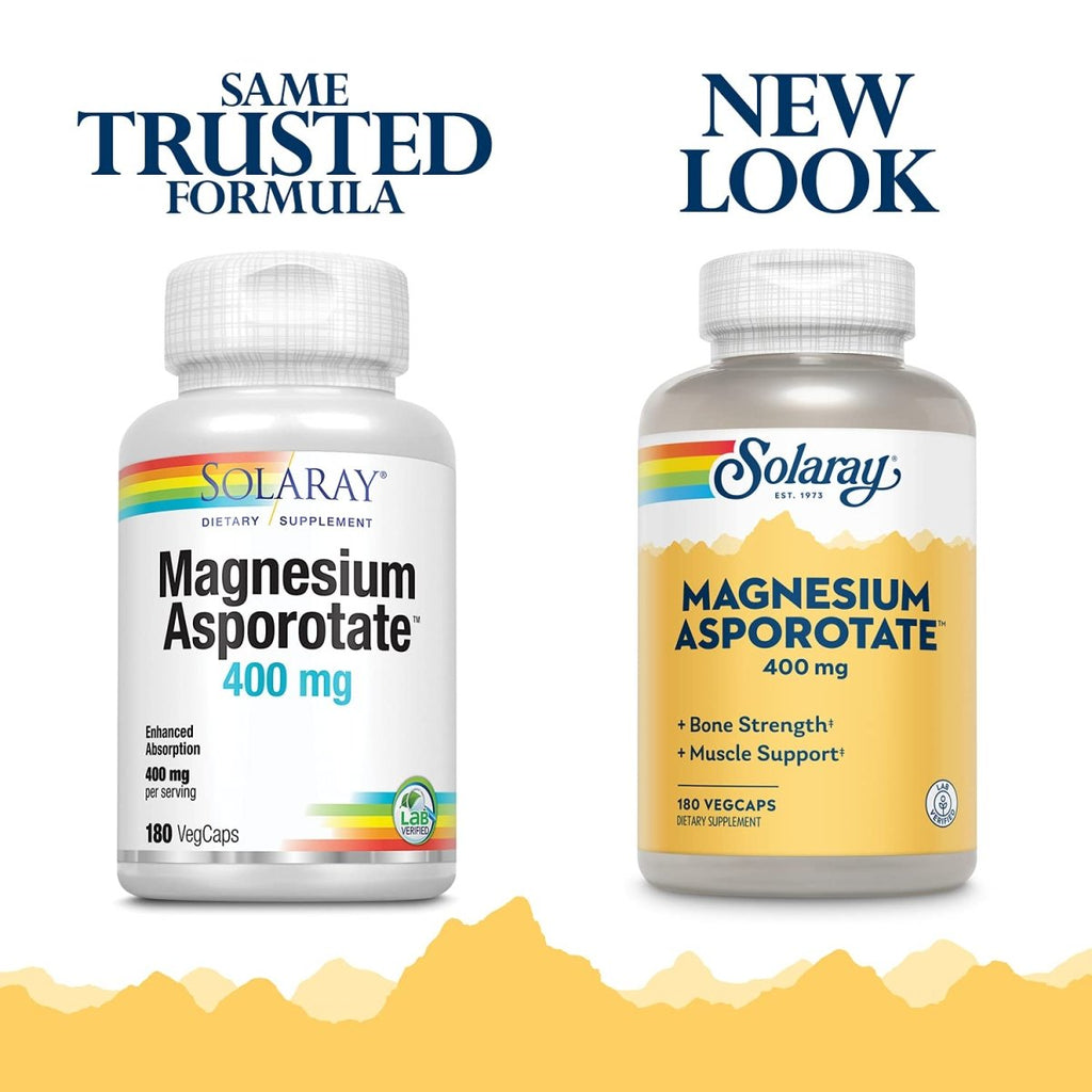 Solaray Magnesium Asporotate 400 mg | Aspartate, Orotate & Citrate Complex | Healthy Heart, Muscle, Nerve & Circulatory Function Support | 180 VegCaps