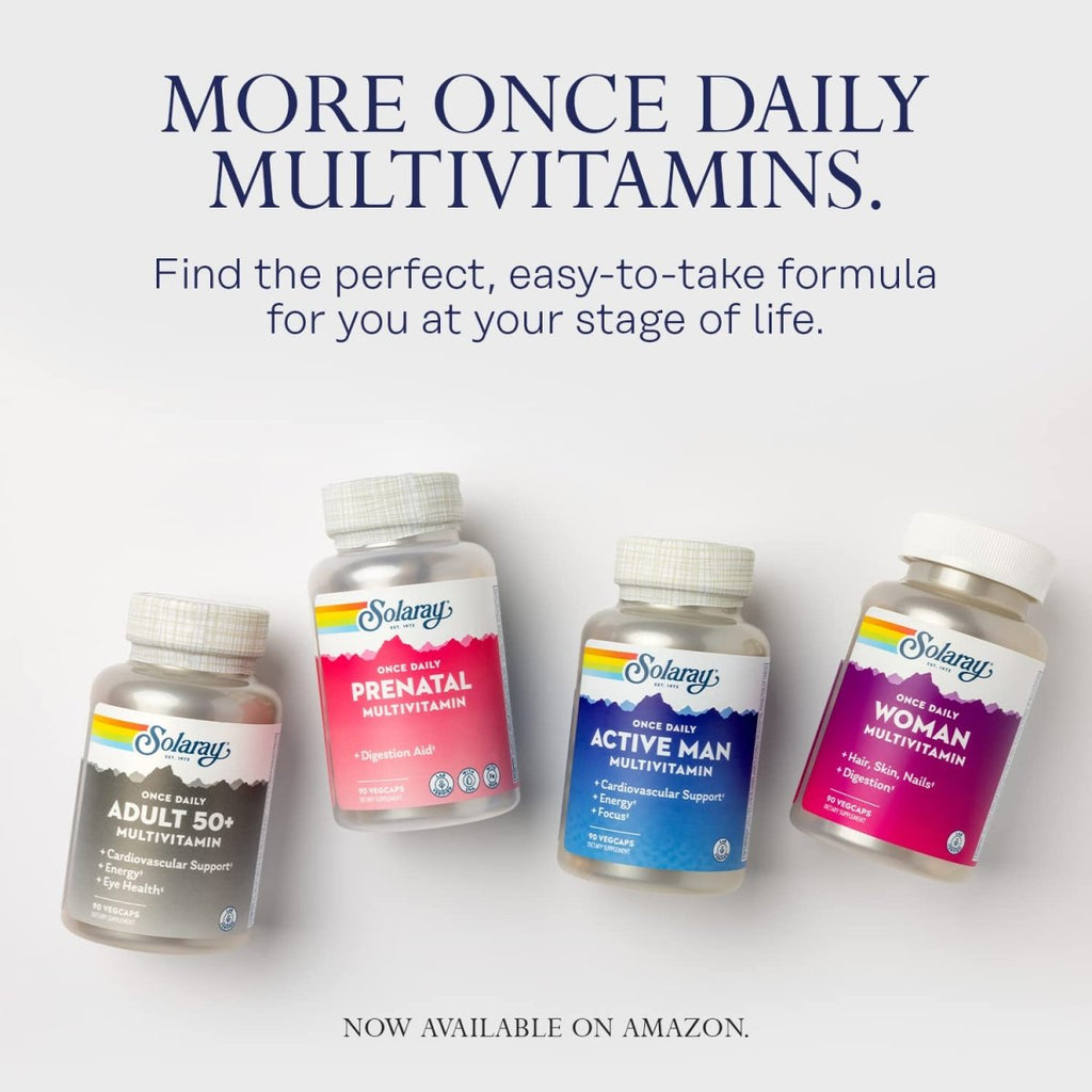 SOLARAY Once Daily High Energy Multivitamin, Immune System and Energy Support, Whole Food and Herb Base Ingredients, Men?s and Women?s Multi Vitamin, 30 Servings, 30 VegCaps