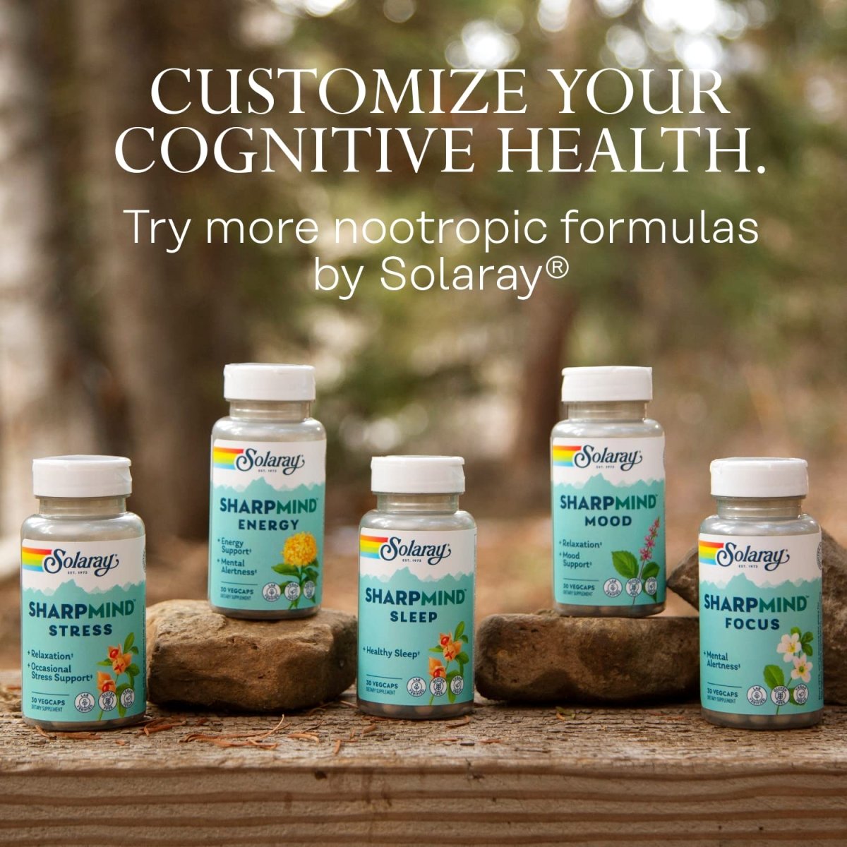 Solaray SharpMind Mood Support Supplement, Nootropic for Relaxation and Stress Relief, Zembrin, Holy Basil, Lithium Orotate 5mg, Organic Reishi Mushroom, 60 Day Guarantee, 30 Servings, 30 VegCaps