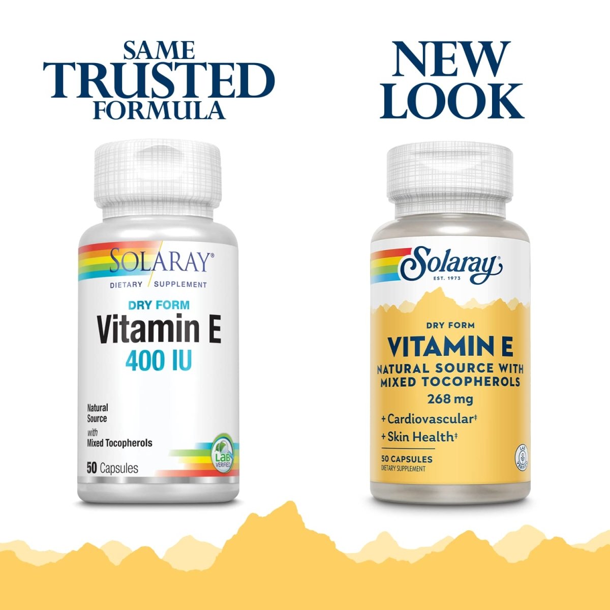 SOLARAY Vitamin E, Dry 400 IU w/Mixed Tocopherols | Non-Oily | Healthy Cardiac Function, Antioxidant Activity & Skin Health Support | 50 Capsules
