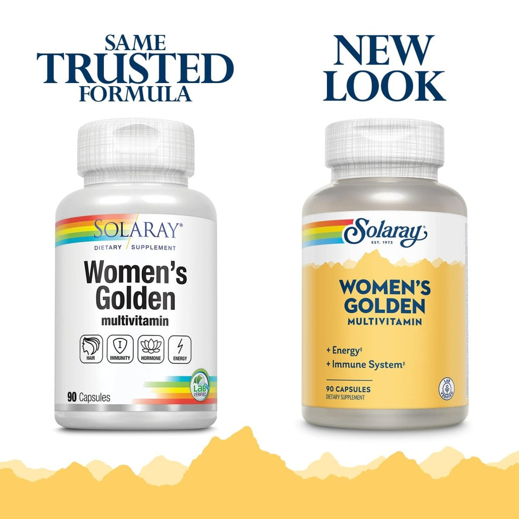 SOLARAY Women's Golden Multi-Vita-min Capsules, 90 Count