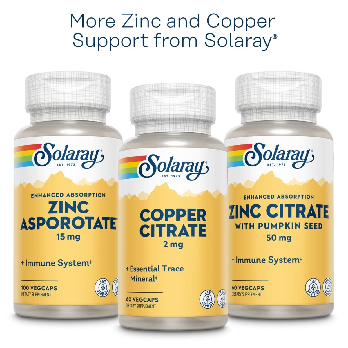 Solaray Zinc Copper Amino Acid Chelate - 100 VegCaps  47105